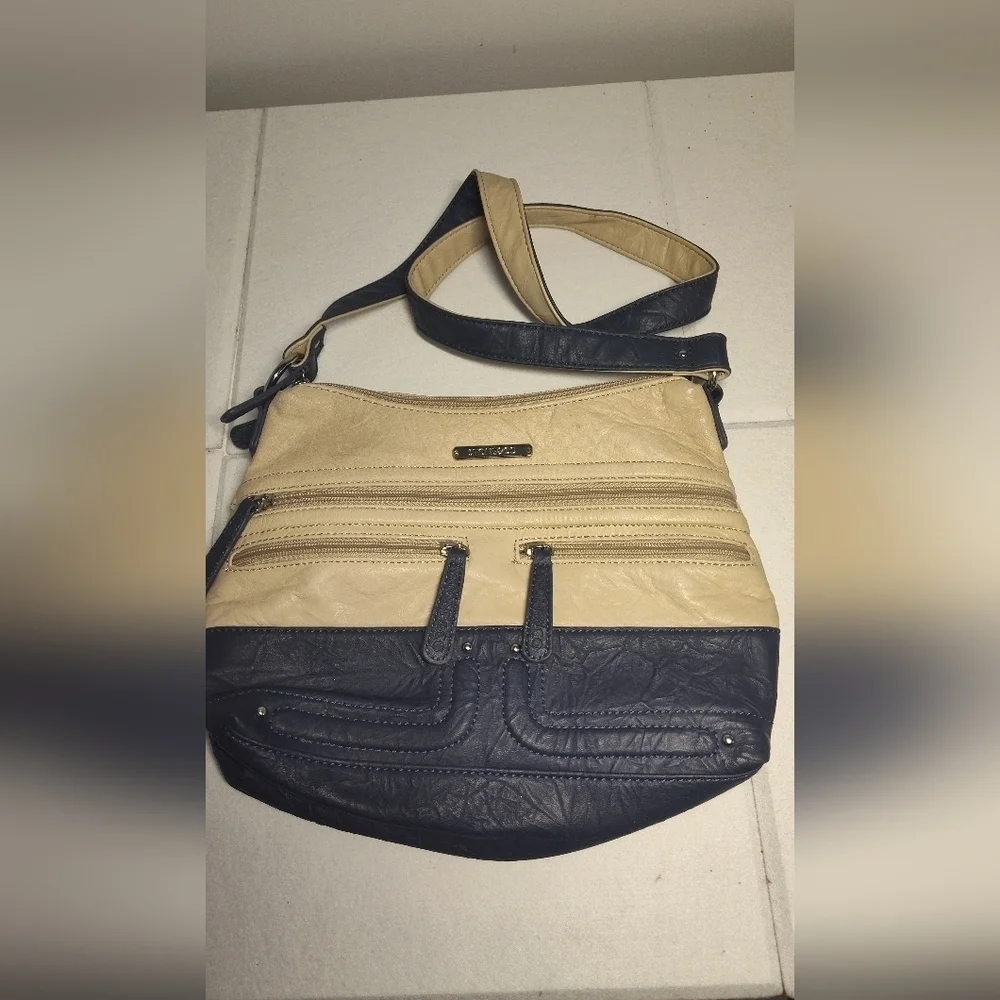 Stone & CO Two-Tone Beige and Blue Crossbody Bag
